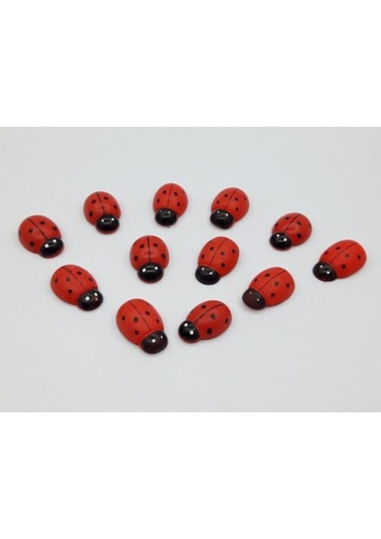 Nurtakı 12 Adet Ahşap Mini Uğur Böcek Figürlü Kapı Duvar Masa Vitrin Süsleri Buzdolabı Magnet