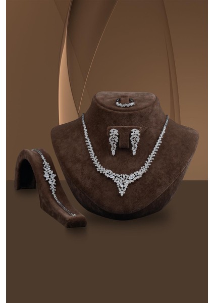 Balın Bayan Zirkon Taşlı Gümüş Su Yolu Set - Kolye, Bileklik, Küpe, Yüzük