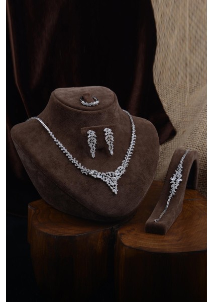 Balın Bayan Zirkon Taşlı Gümüş Su Yolu Set - Kolye, Bileklik, Küpe, Yüzük fiyatları