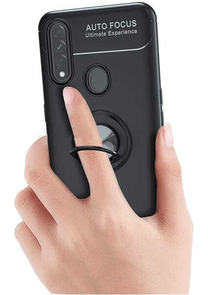 Oppo A31 Yüzüklü Manyetik Ravel Kılıf Nano Ekran Koruyucu Full Setkırmızı modelleri