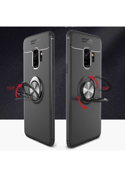 Samsung Galaxy S9 Plus Yüzüklü Manyetik Ravel Kılıf Nano Ekran Koruyucu Full Setkırmızı modelleri