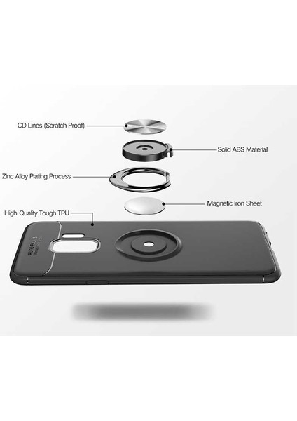 Samsung Galaxy S9 Plus Yüzüklü Manyetik Ravel Kılıf Nano Ekran Koruyucu Full Setkırmızı indirimleri