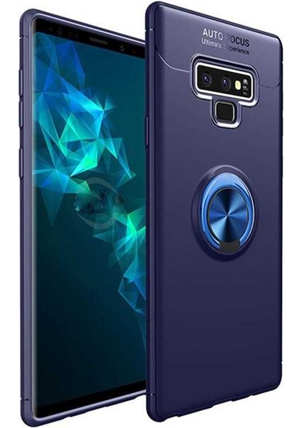 Samsung Galaxy Note 9 Yüzüklü Manyetik Ravel Kılıf Mavi