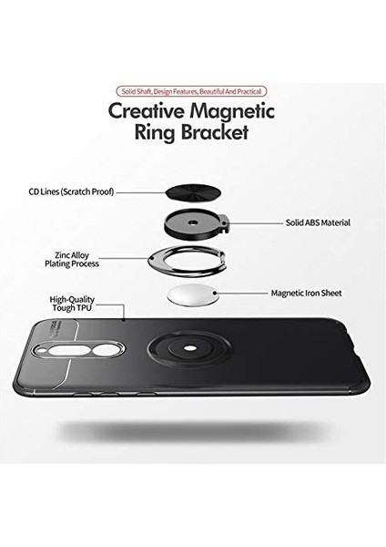 Huawei Mate 10 Lite Yüzüklü Manyetik Ravel Kılıf Nano Ekran Koruyucu Full Setmavi fırsatları