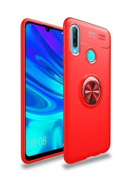 Huawei P30 Lite Yüzüklü Manyetik Ravel Kılıf Kırmızı