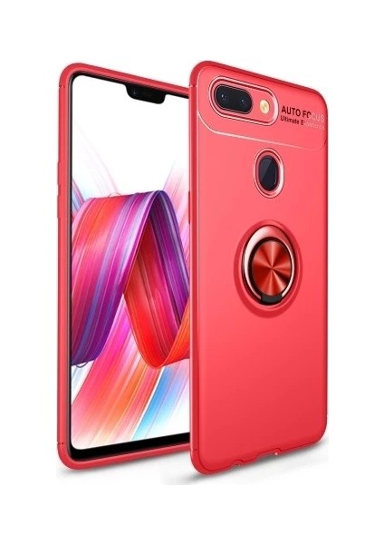 Xiaomi Mi 8 Lite Yüzüklü Manyetik Ravel Kılıf Kırmızı