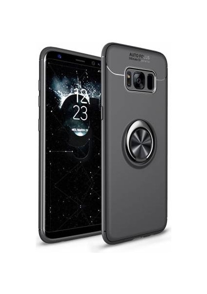 Samsung Galaxy S8 Yüzüklü Manyetik Ravel Kılıf Siyah