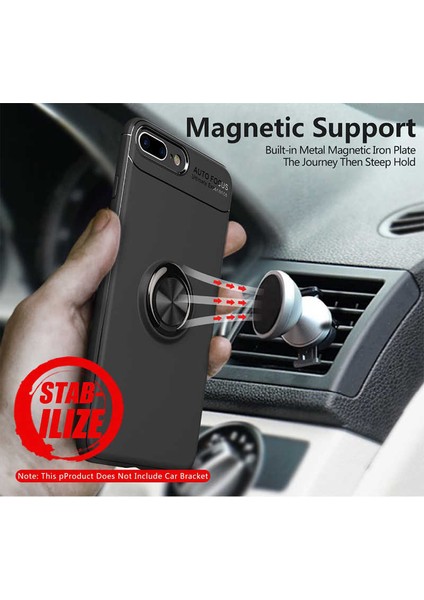 iPhone 7 Plus Yüzüklü Manyetik Ravel Kılıf Nano Ekran Koruyucu Full Setmavi fiyatları