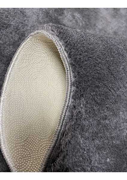 Peluş Post Halı Dekoratif Post Görünümlü Antrasit Peluş Halı