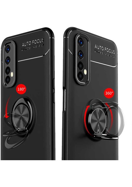 Realme 7 Yüzüklü Manyetik Ravel Kılıf Kırmızı modelleri