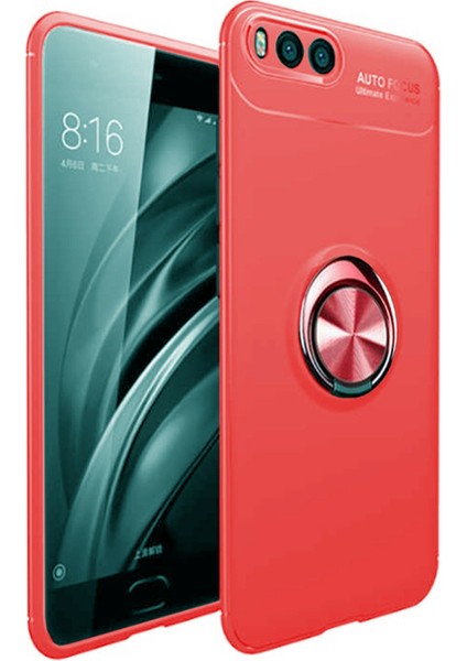 Xiaomi Mi A1 Yüzüklü Manyetik Ravel Kılıf Nano Ekran Koruyucu Full Setkırmızı