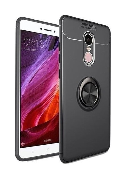 Xiaomi Redmi Note 4 Yüzüklü Manyetik Ravel Kılıf Nano Ekran Koruyucu Full Setsiyah