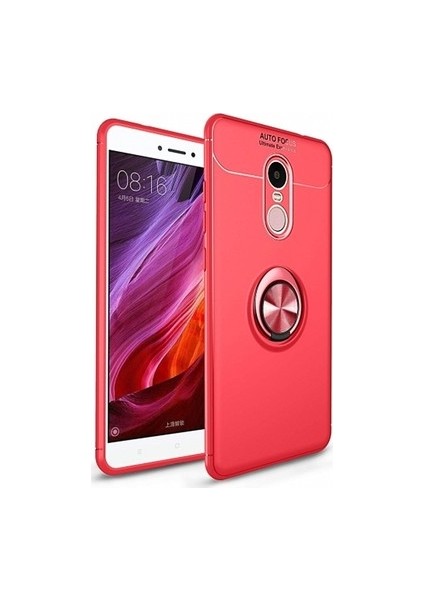 Xiaomi Redmi Note 4 Yüzüklü Manyetik Ravel Kılıf Nano Ekran Koruyucu Full Setkırmızı