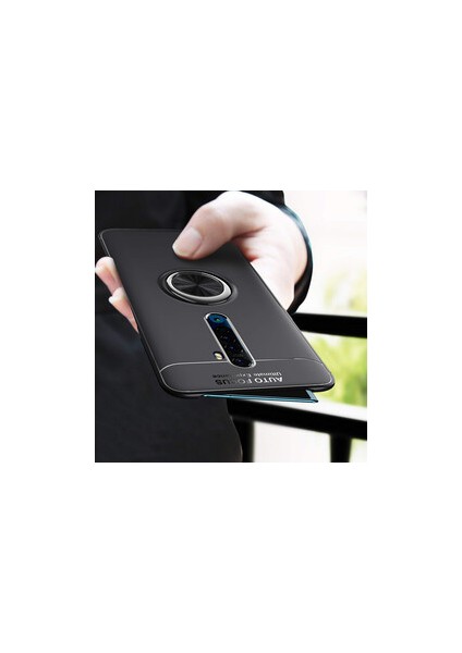 Oppo Reno2 Z Yüzüklü Manyetik Ravel Kılıf Nano Ekran Koruyucu Full Setsiyah modelleri