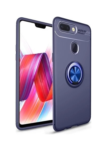 Xiaomi Mi 8 Lite Yüzüklü Manyetik Ravel Kılıf Mavi