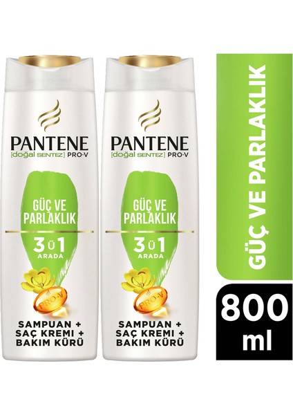 Şampuan 3'ü 1 Arada Güç Parlaklık 400 ml x 2 Adet