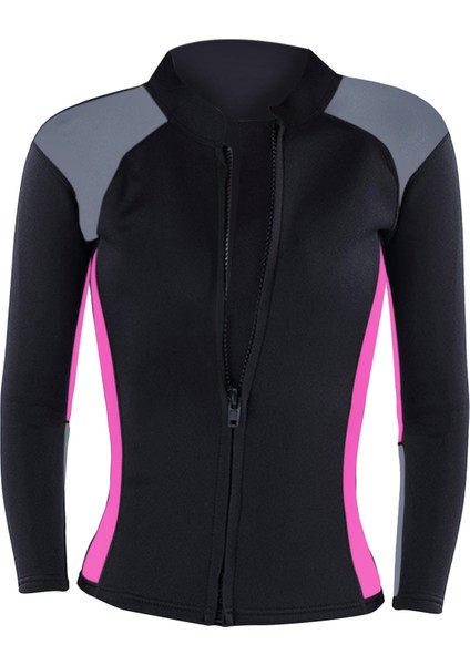Kadın Wetsuit Ceket Premium Neopren 2mm Uzun Kollu Ön Zip Wetsuit Top Kadınlar Için - Hepsi Siyah, S S (Yurt Dışından)