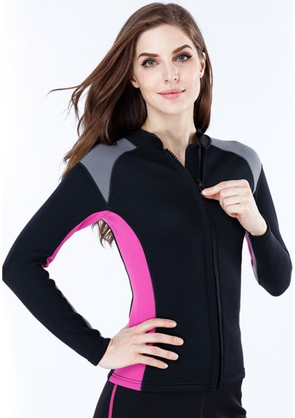 Kadın Wetsuit Ceket Premium Neopren 2mm Uzun Kollu Ön Zip Wetsuit Top Kadınlar Için - Hepsi Siyah, S S (Yurt Dışından) modelleri