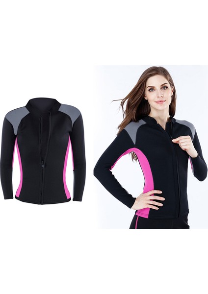 Kadın Wetsuit Ceket Premium Neopren 2mm Uzun Kollu Ön Zip Wetsuit Top Kadınlar Için - Hepsi Siyah, S S (Yurt Dışından)