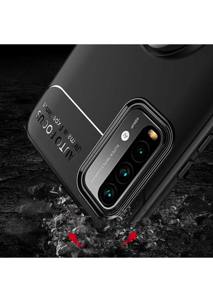 Xiaomi Redmi 9t Yüzüklü Manyetik Ravel Kılıf Nano Ekran Koruyucu Full Setmavi