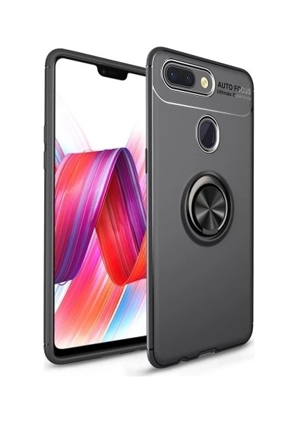 Xiaomi Mi 8 Lite Yüzüklü Manyetik Ravel Kılıf Siyah