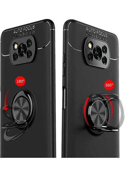 Xiaomi Poco X3 Nfc Yüzüklü Manyetik Ravel Kılıf Nano Ekran Koruyucu Full Setsiyah modelleri