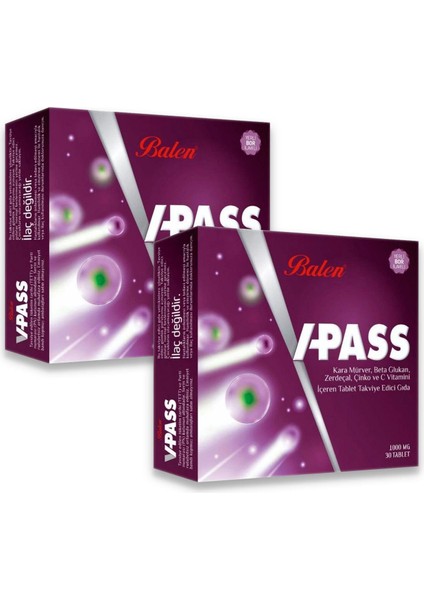 V-Pass Takviye Edici Gıda 1000 Mg 30 Tablet x 2 Adet