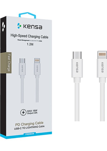 Pc-40 USB C – Lightning Hızlı Şarj Kablosu Beyaz