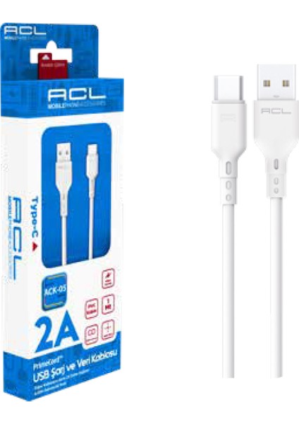 USB Type C Sarj Data Kablosu Ack-05 Beyaz
