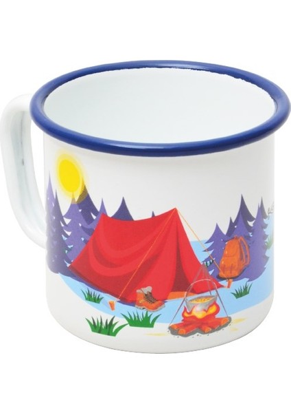 Nurgaz Campout Emaye Kupa Bardak (Beyaz-Çadır)