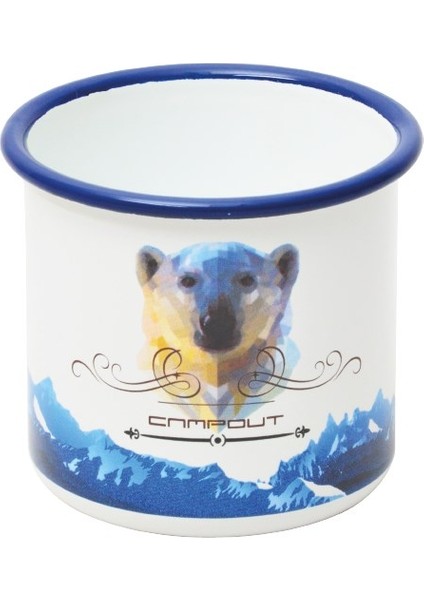 Nurgaz Campout Emaye Kupa Bardak (Beyaz-Bear)