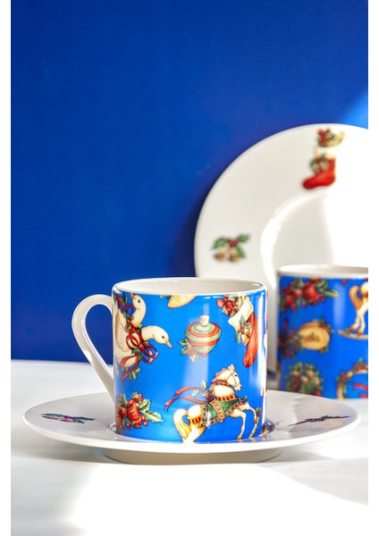 Yeni Yıl Serisi X'mas Toys-Blue 2 Kişilik Kahve Fincan Takımı modelleri