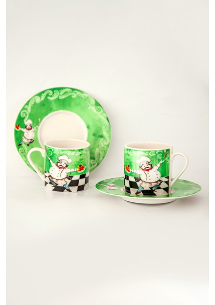 Green Chef Iki Kişilik Kahve Fincan Takımı