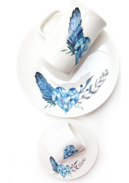 Turkuaz Love Iki Kişilik Kahve Fincan Takımı modelleri