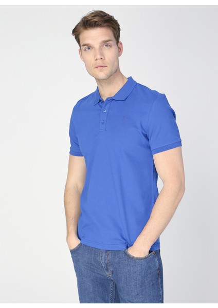 Polo Yaka Düz İndigo Erkek T-Shirt LEGOLAS Y