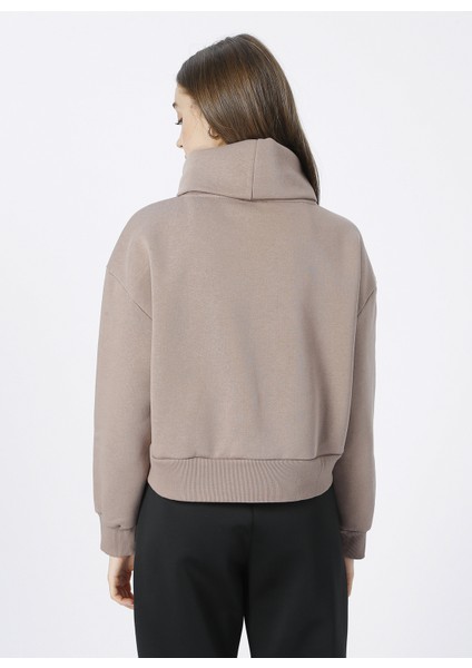 Dik Yaka Düz Vizon Kadın Sweatshırt VEJA modelleri