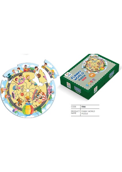 5166 Funny World Eğitici Dünya Puzzle 24 Parça Karton Puzzle