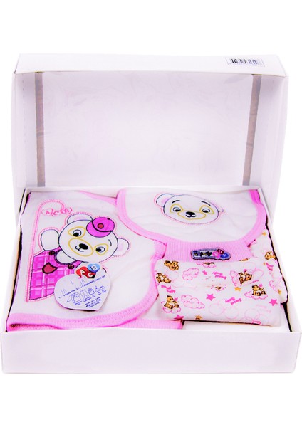 Kız Bebek Yenidoğan Giyim Seti 5 Parça Pembe Panda Desenli Hastane Çıkışı