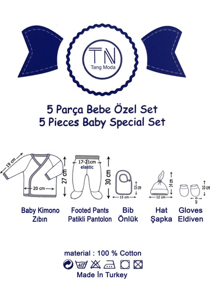 Kız Bebek Yenidoğan Giyim Seti 5 Parça Pembe Panda Desenli Hastane Çıkışı