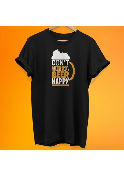 Dont Worry Baskılı %100 Pamuk Oversize T-Shirt Büyük Beden Tişört