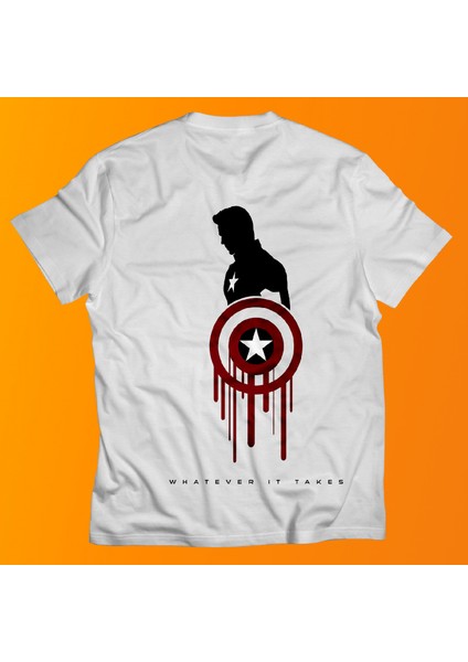 Kaptan Amerika Çift Baskılı %100 Pamuk Oversize T-Shirt Büyük Beden Tişört modelleri