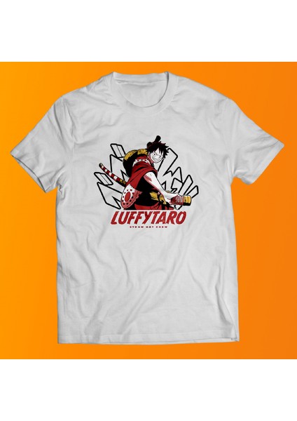 Luffytaro Baskılı %100 Pamuk Oversize T-Shirt Büyük Beden Tişört
