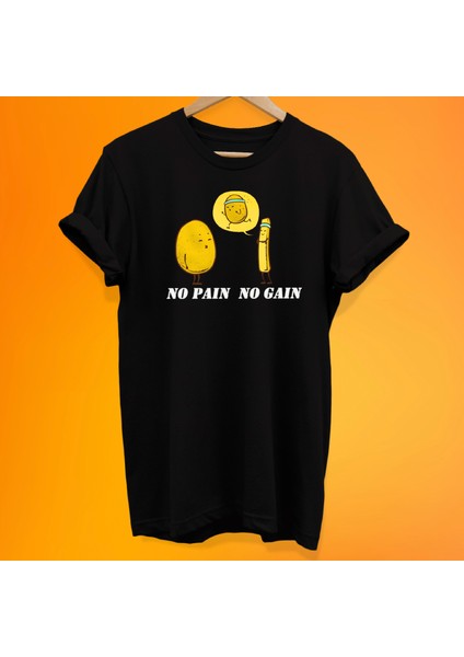 No Pain No Gain Patates %100 Pamuk Oversize T-Shirt Büyük Beden Tişört