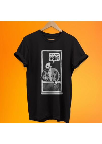 Bizimkiler Cemil Baskılı %100 Pamuk Oversize T-Shirt Büyük Beden Tişört