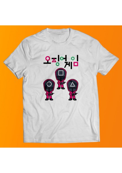 Squid Game Baskılı %100 Pamuk Oversize T-Shirt Büyük Beden Tişört