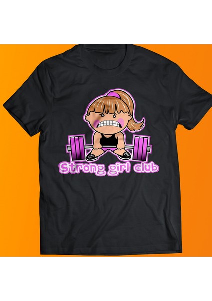 Strong Girl Baskılı %100 Pamuk Oversize T-Shirt Büyük Beden Tişört