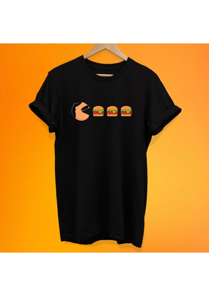 Pac Burger Baskılı %100 Pamuk Oversize T-Shirt Büyük Beden Tişört