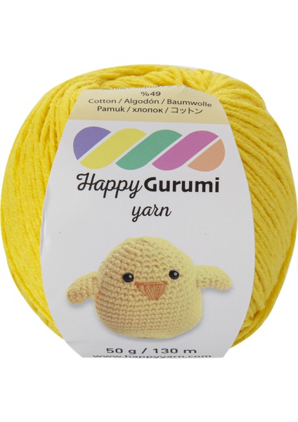 Happy Gurumi K330 Sarı Amigurumi Örgü Ipi 50GR 130M 5'li Paket