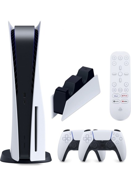 Playstation 5 + 2.Dualsense + Medya Kumandası + Şarj İstasyonu