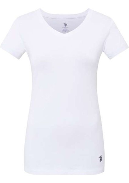 66004 Kadın Beyaz Kısa Kollu V-Yaka T-Shirt modelleri